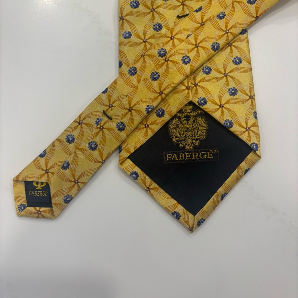 Faberge Yellow and Blue Patterned Tie